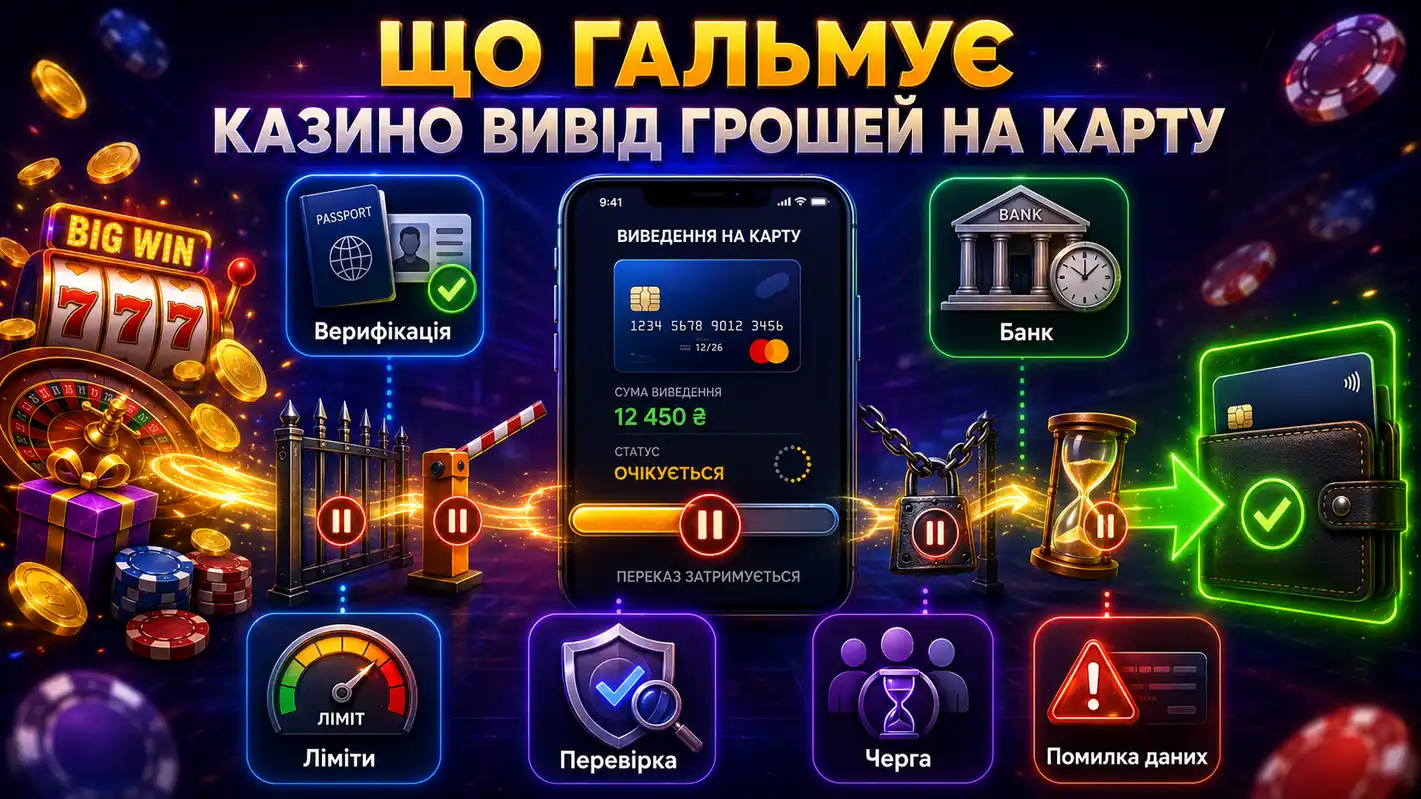 Иллюстрация на тему того, что может тормозить вывод из казино на карту