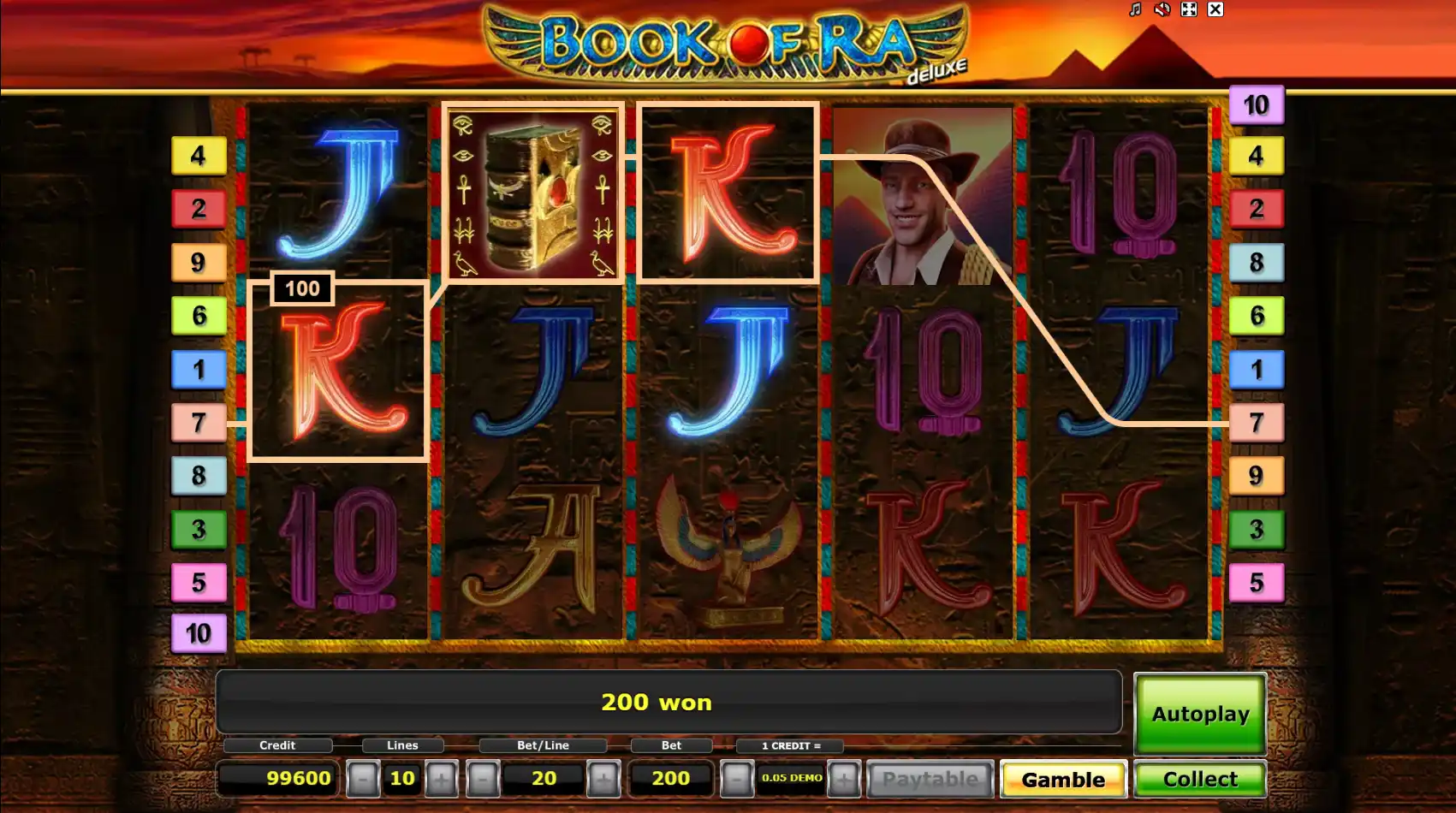 Геймплей видео слота Book of Ra Deluxe от Novomatic